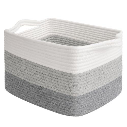 Woven Storage Basket for Shelves (Gradient Grey / 13"L x 10"W x 9"H)