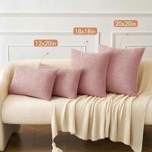 Soft Chenille Lumbar Throw Pillow Covers Blush Pink 12x20 Pack of 2 (20" x 12" (Pack of 2) / Blush Pink)