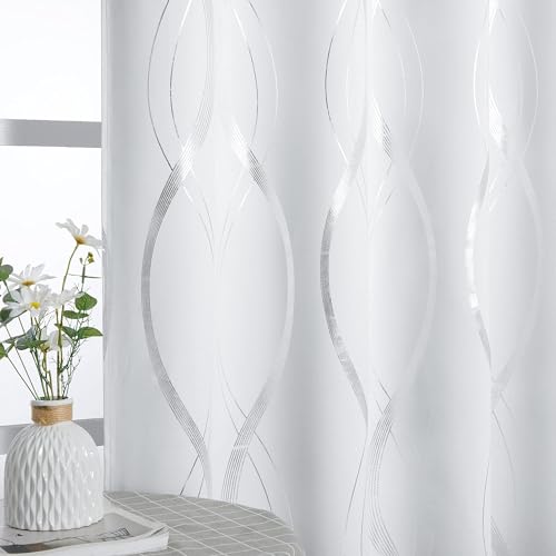 Greyish White Room Darkening Curtains for Living Room 84 inch Long (1 - Greyish White / 52"W x 84"L (Pack of 2))