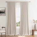 Extra Long 100% Blackout Linen Curtains 102 Inch for Bedroom Oatmeal (Oatmeal / 52"W x 102"L (Pack of 2))