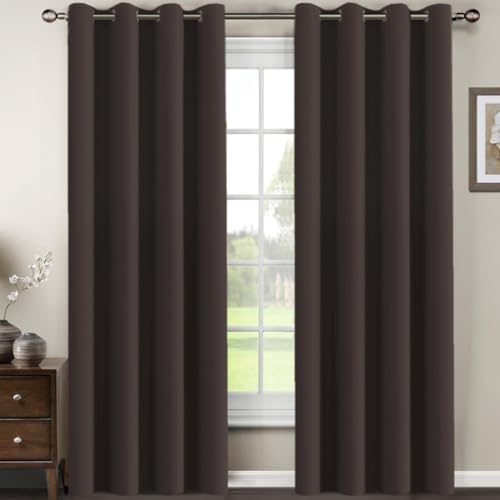 Brown Blackout Curtains for Living Room 120 Inches Length (52"W x 120"L (Pack of 1) / Chocolate Brown)