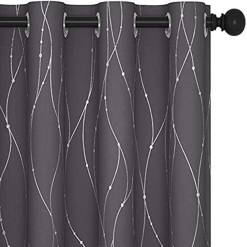 Living Room Curtains 108 Inch Long (Dark Grey/Wave Dots / 52"W x 108"L (Pack of 2))