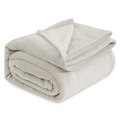 Linen Beige Soft Cozy Warm Fleece Bed Blanket Full Size 84"x90" (06 - Linen Beige / Full (84" x 90"))