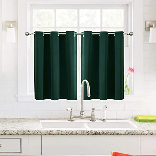 Short Blackout Curtains for Bedroom 36 Inches Long (34"W x 36"L (Pack of 2) / Forest Green)