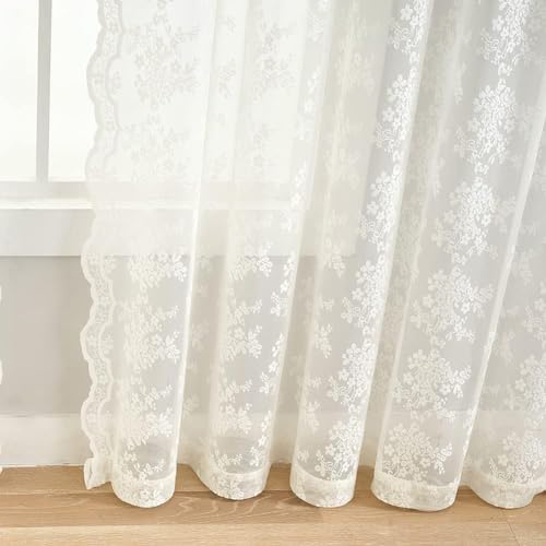 Vintage Lace Curtains 94 Inches Long (Ivory / 52"W x 94"L (Pack of 2))