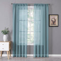Sheer Curtain Linen Textured Bedroom Curtains Sheer Light Filtering Rod Pocket Voile Curtain for Living Room (54"W x 95"L (Pack of 2) / Dusty Blue)