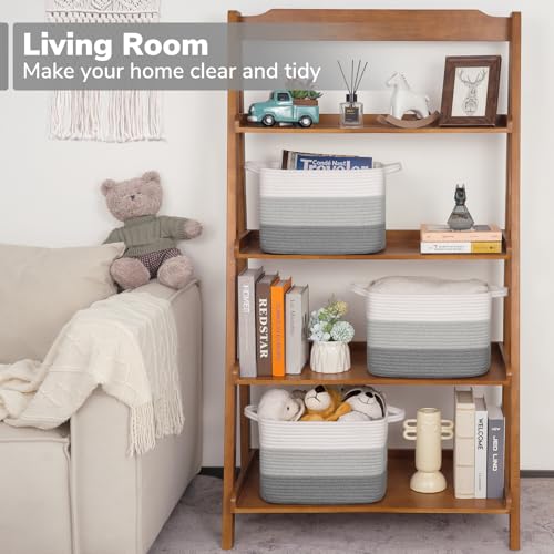 Woven Storage Basket for Shelves (Gradient Grey / 13"L x 10"W x 9"H)