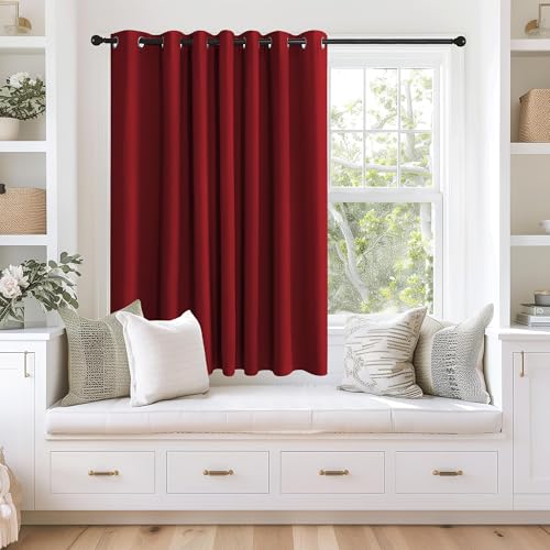 Blackout Curtains 63 inches Long for Living Room Bedroom (Burgundy Red / 100"W x 63"L (Pack of 1))