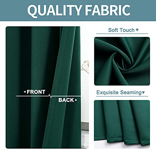 Short Blackout Curtains for Bedroom 36 Inches Long (34"W x 36"L (Pack of 2) / Forest Green)