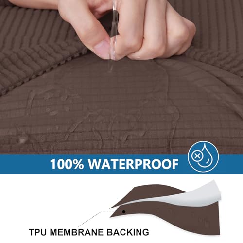 Waterproof Couch Cushion Covers for Pets (Brown / 1 Chaise+3 Seater)