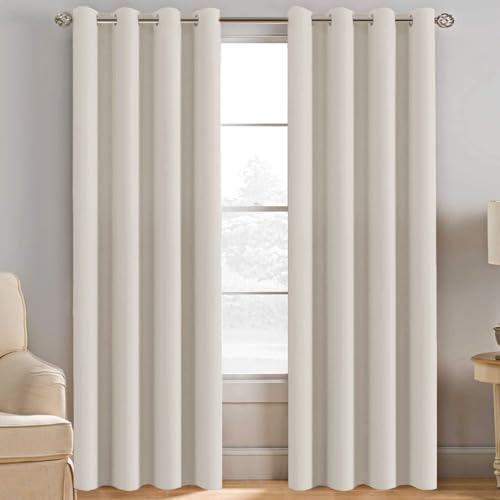 Light Blocking Curtain for Living Room Thermal Insulated Window Treatment Panel (52"W x 120"L (Pack of 1) / Ivory)