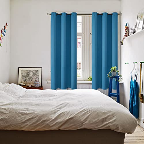 Steel Blue Blackout Curtains for Bedroom 63 Inch Long (Steel Blue / 42"W x 63"L (Pack of 2))