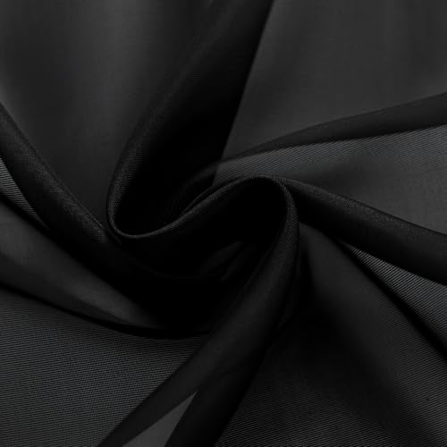 Black Sheer Curtains 4 Panels Rod Pocket Semi (Black / 52"W x 54"L (Pack of 4))