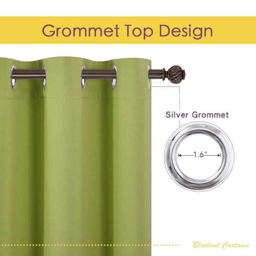 Blackout Curtain Panels for Bedroom (Fresh Green / 42"W x 40"L (Pack of 2))