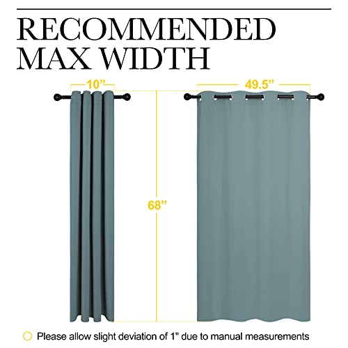 Modern Blackout Curtains Noise Reducing (Greyish Blue / 55"W x 68"L (Pack of 2))