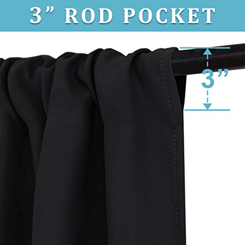 Extra Wide Blackout Curtains for Bedroom Living Room 63 inch Long (Black / 70"W x 63"L (Pack of 2))