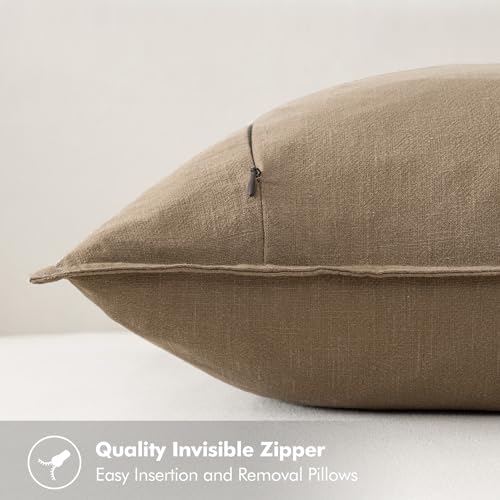 Decorative Linen Pillow Covers 18x18 Inch Khaki (Khaki / 18" x 18" (Pack of 2))