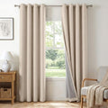 100% Blackout Linen Curtains 90 Inch Long 2 Panels Set (Burl | Oatmeal / 50"W x 90"L (Pack of 2))