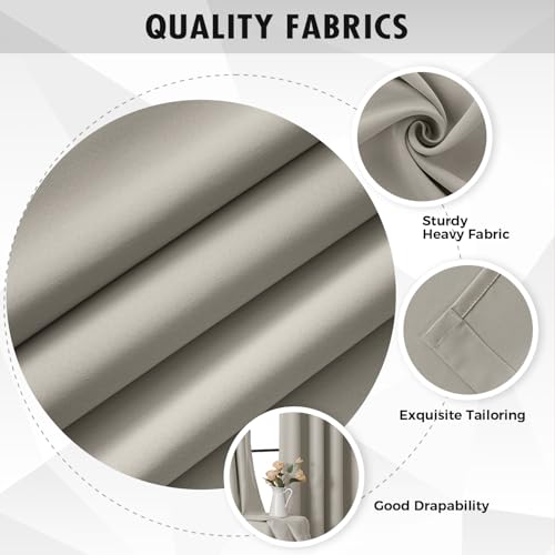 Cobblestone Blackout Bedroom Curtains Drapes 84 Inch Long 52"x84" (Cobblestone / 52"W x 84"L (Pack of 2))