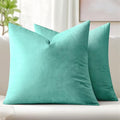 26x26 Inch Pack of 2 Euro Velvet Throw Pillow Covers Aqua Green (26" x 26" (Pack of 2) / Aqua Green)