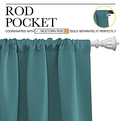 Window Curtains Blackout Drapes (Sea Teal / 42"W x 45"L (Pack of 2))