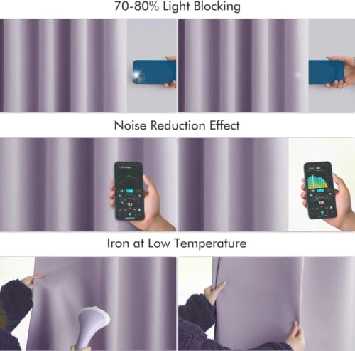 Lilac Back Tab Blackout Curtains 52x120 Inch Long 2 Panels Set (Lilac / 52"W x 120"L (Pack of 2))