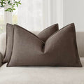 Decorative Linen Lumbar Throw Pillow Covers 12x20 Reddish Brown (20" x 12" (Pack of 2) / Reddish Brown)