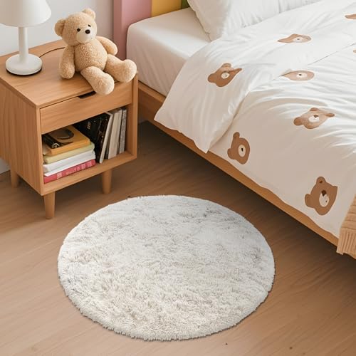 Ivory Round Rugs for Bedroom (2 Ft Round / Ivory)
