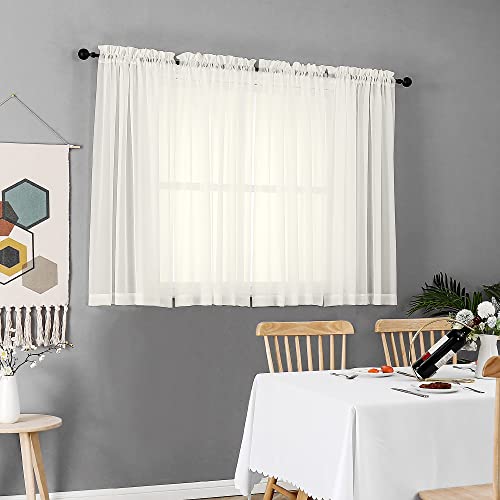 Ivory Sheer Window Curtain Panels 45 Inch (Ivory / 42"W x 45"L (Pack of 2))