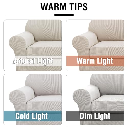 3 Piece Stretch Sofa Covers for 2 Cushion Loveseat Couch Covers for Living Room Furniture Cover (Medium / Island Fossi)