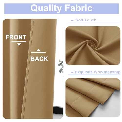 Ava Gold Short Blackout Curtains for Bedroom 45 Inches Long 2 Panels Set (Gold / 40"W x 45"L (Pack of 2))