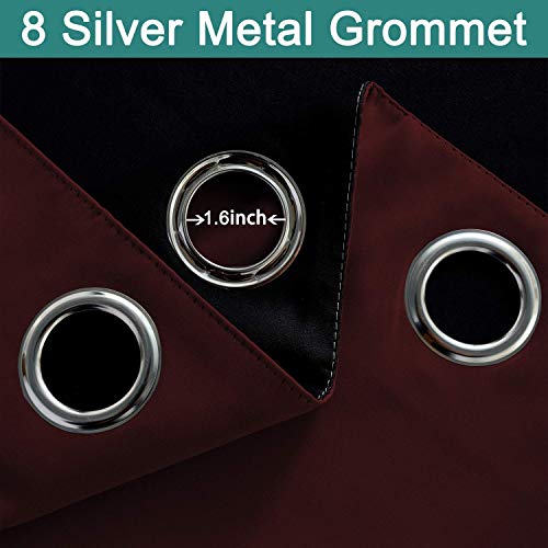 Burgundy Red Blackout Curtains 96 Inches Long for Bedroom 52" Wide (52"W x 96"L (Pack of 2) / Burgundy Red)