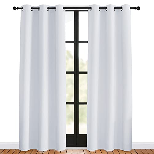 Room Darkening Curtain Panels for Bedroom (Greyish White / 42"W x 80"L (Pack of 2))