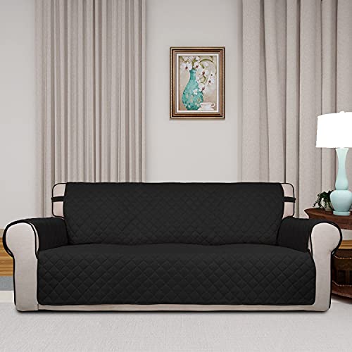 Reversible Quilted Couch Covers for Dogs Oversized Sofa Cover 78” (X-Large / Black/Black)