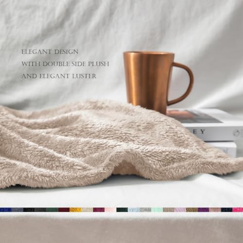 Fuzzy Plush Fleece Bed Blanket Queen Size (Camel / 90x90 IN)