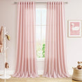 Pink Linen Curtains 90 Inch Long 2 Panels Set for Baby Girl Bedroom Pink Soft Linen Textured Window Drapes Semi Sheer Light Filtering Rod Pocket Back Tab Farmhouse Curtain 52x90 (52"W x 90"L (Pack of 2) / Pink)