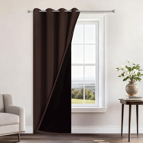 Chocolate Brown Blackout Curtains 96 Inches Long 52" Wide (52"W x 96"L (Pack of 1) / Chocolate Brown)