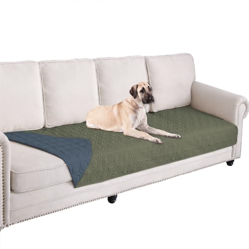 Waterproof Dog Bed Blankets Cover for Bed Couch Sofa Reversible (30x80 Inch (Pack of 1) / Green+navy Blue)