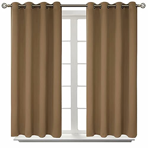 Taupe Blackout Curtains for Bedroom 45 Inch Long (Taupe / 52"W x 45"L (Pack of 2))