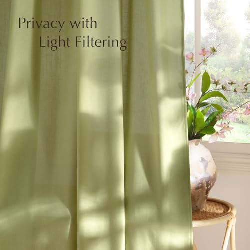 Fresh Green Linen Curtains for Kitchen (Fresh Green / 55"W x 84"L (Pack of 2))