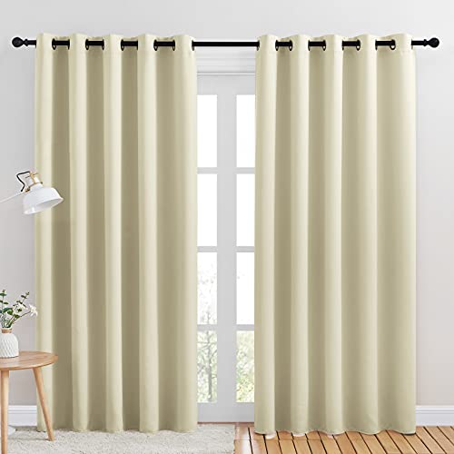 Room Darkening Draperies Window Curtain Panels (Beige / 70"W x 84"L (Pack of 2))