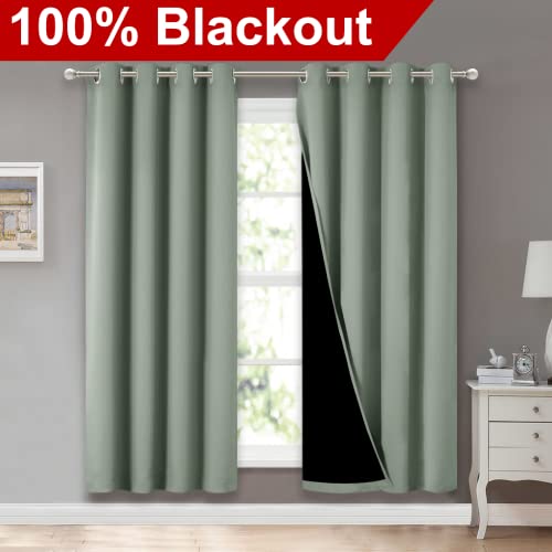 Greyish Green Blackout Curtains for Nursery 52" w x 72" L 2 Panels (Greyish Green / 52"W x 72"L (Pack of 2))