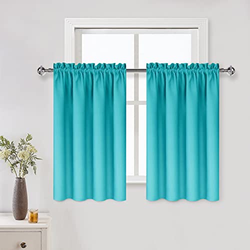 Short Blackout Curtains 42 x 36 Inch for Kitchen RV Bunk Turquoise (Turquoise / 42"W x 36"L (Pack of 2))