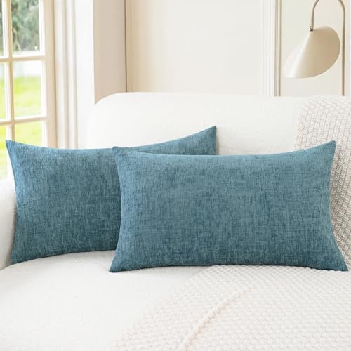 Decorative Couch Throw Pillow Covers 26 X 16 Inches Smoke Blue (26" x 16" (Pack of 2) / Smoke Blue)