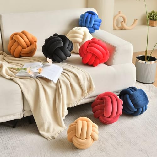 Knot Pillow Ball Caramel 8 Inch Small Decorative Throw Pillow (Small - 8 inches / Caramel)