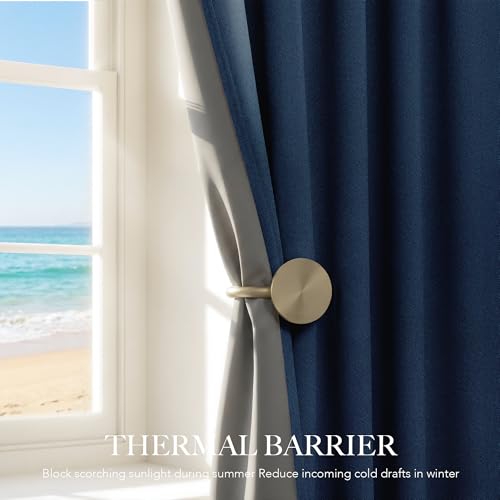 Navy Blue 100% Blackout Curtains for Bedroom 84 inches Long 52 inches Wide (Navy Blue / 52"W x 84"L (Pack of 2))