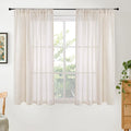 Linen Oatmeal Curtains 45 Inch Length for Short Window (Oatmeal / 42"W x 45"L (Pack of 2))
