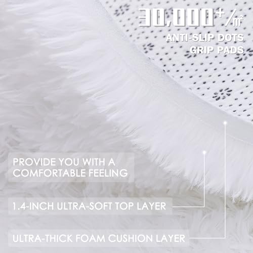 White Round Rugs for Bedroom (4 Ft Round / White)