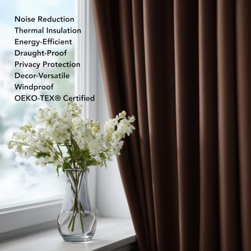 Blackout Curtains for Bedroom 108 Inches Long (Chocolate / 52"W x 108"L (Pack of 2))