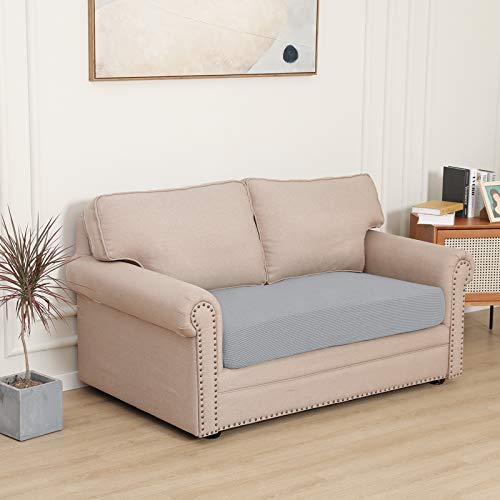 Stretch 1 Piece Loveseat Couch Cushion Cover for Sofa (Medium / Silver Gray)
